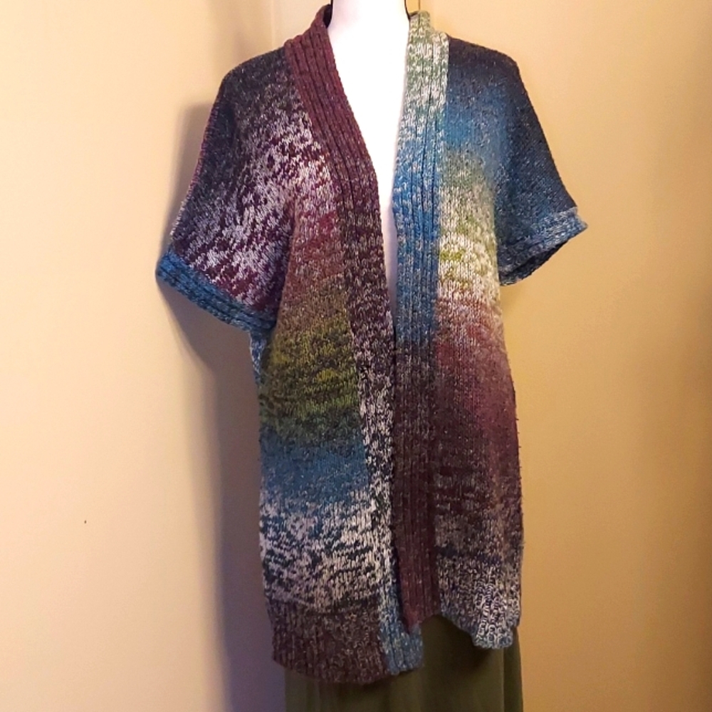 Short sleeved long cardigan by Susan Lawrence